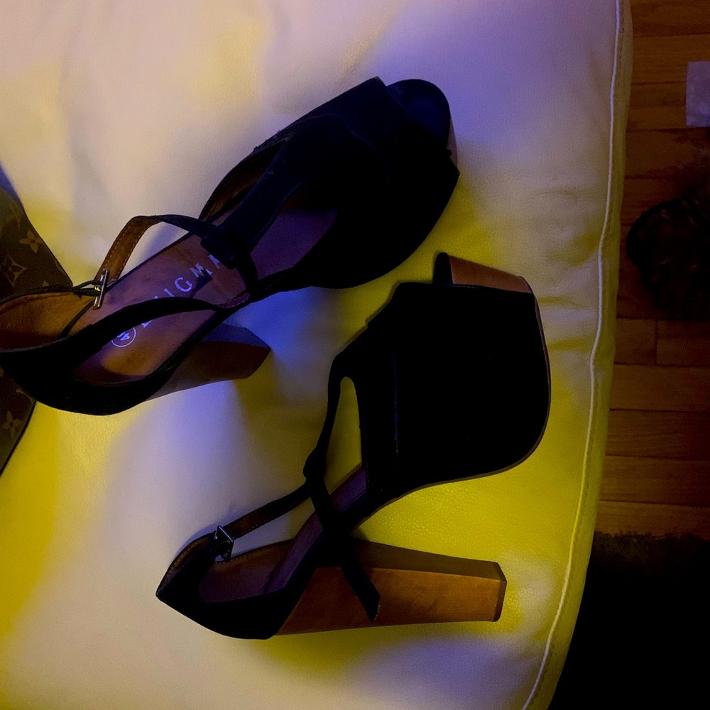 Platform heels 6 inch heel black suede